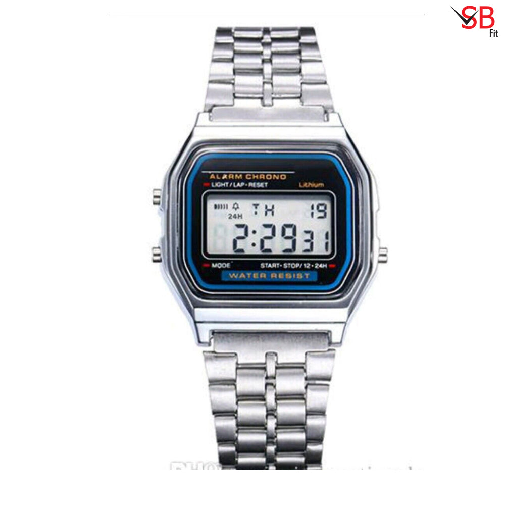 Sleek Stainless Steel LED Digital Watch